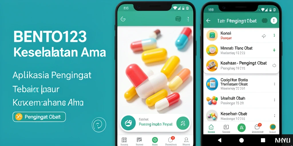 Antarmuka BENTO123 yang jelas dan mudah digunakan untuk pengingat obat.