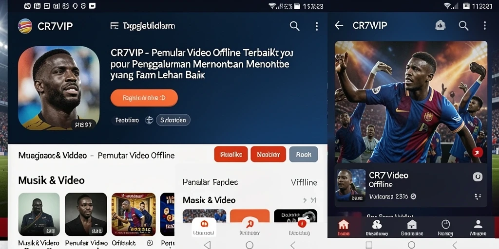 Antarmuka CR7VIP untuk pemutar video offline yang menarik.