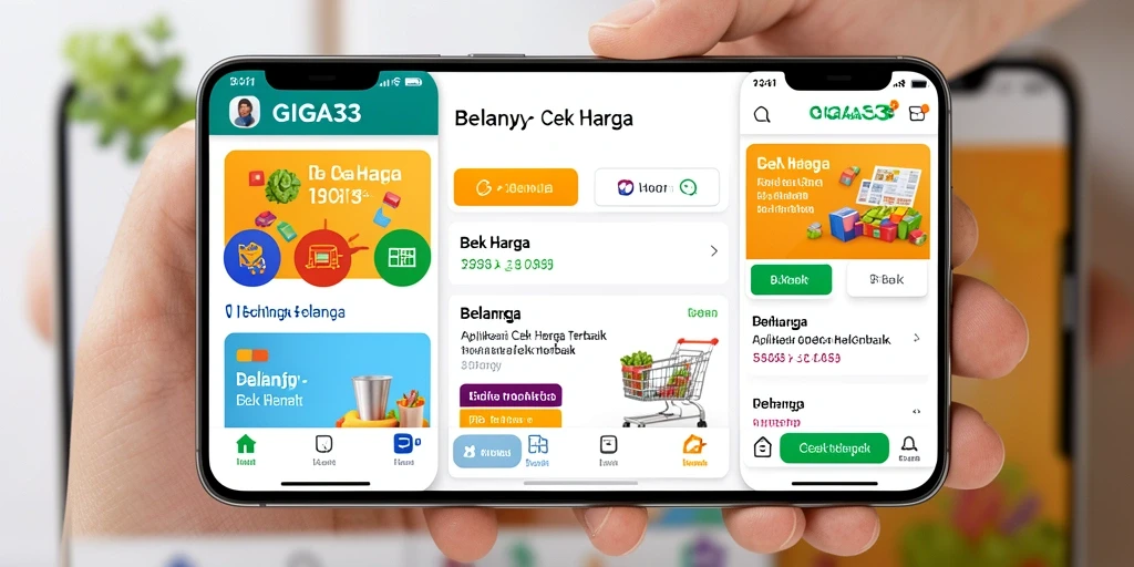 Antarmuka aplikasi GIGA33 menampilkan fitur Cek Harga yang menarik.