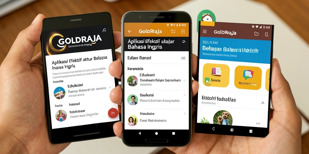 Tampilan antarmuka aplikasi GOLDRAJA untuk belajar Bahasa Inggris.