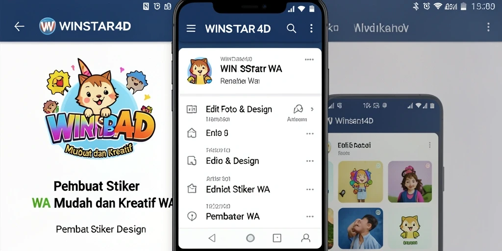 Antarmuka WINSTAR4D yang intuitif untuk membuat stiker WA.