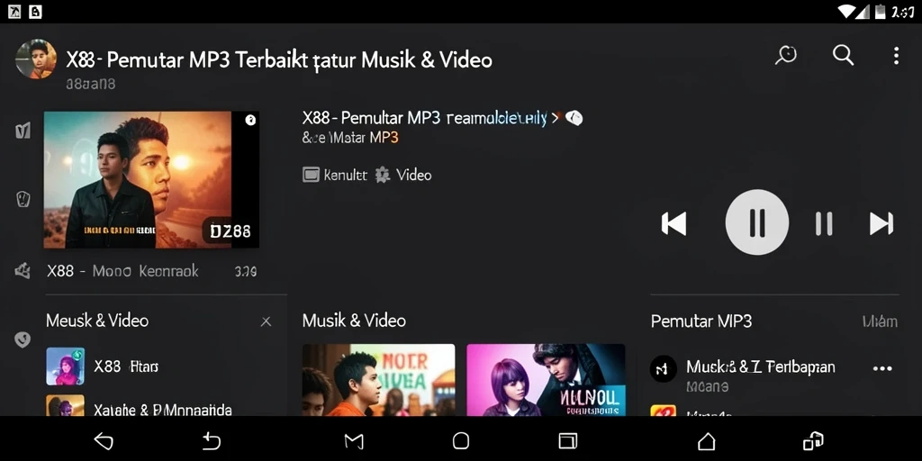 Antarmuka X88 yang sederhana dan fungsional untuk Pemutar MP3.
