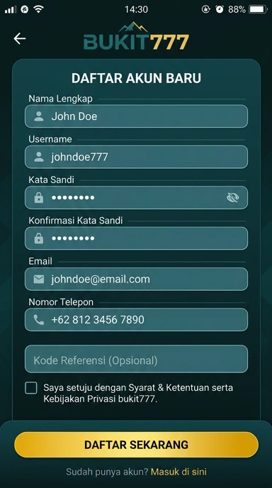 Registrasi Akun Bukit777 untuk Pengguna Android